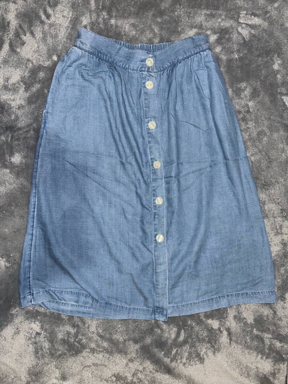 Loft Denim Button-Front A-Line Skirt
